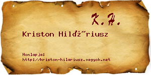 Kriston Hiláriusz névjegykártya